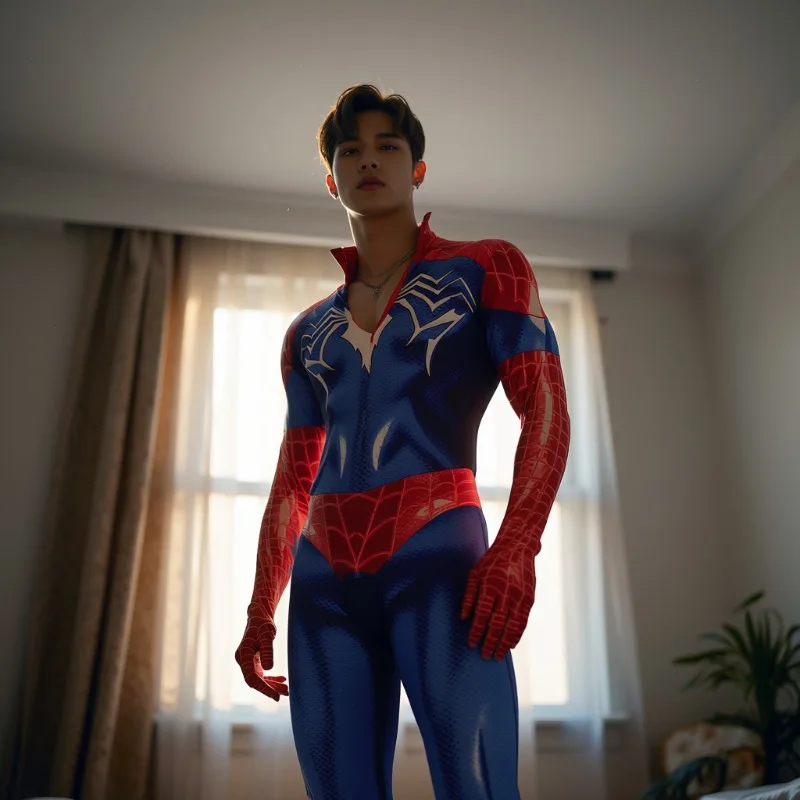 

Костюм супергероя для мужчин: сексуальный комбинезон с молнией в промежности, эластичный, с 3D-принтом, для косплея и вечеринок, мужское сексуальное белье