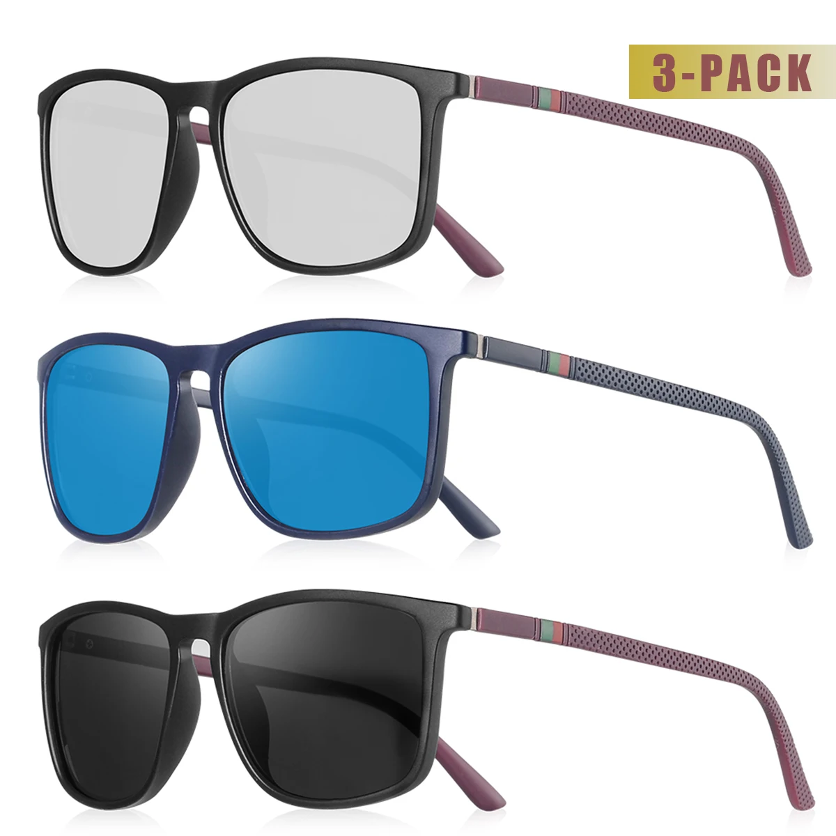2/3PCS NEUE 2025 Quadratische Spiegel Sonnenbrille Männer Anti Glare Sonnenschutz Für Frauen Sommer Party Urlaub Reise fahren Angeln UV400