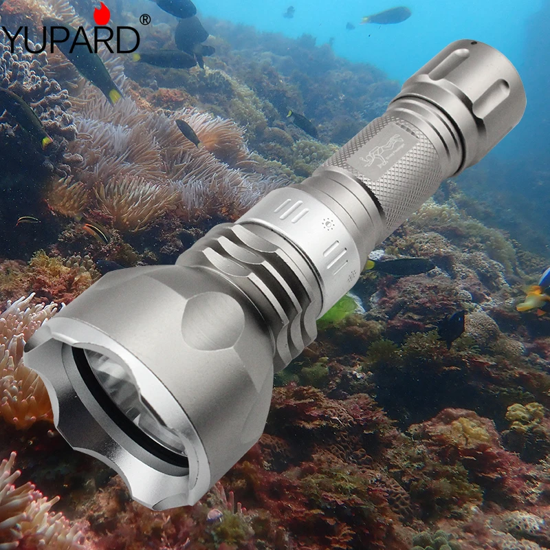 yupard lanterna de mergulho led a prova dagua lampada supert6 3x aaa ou 1x18650 bateria luz tatica para ambientes externos 01