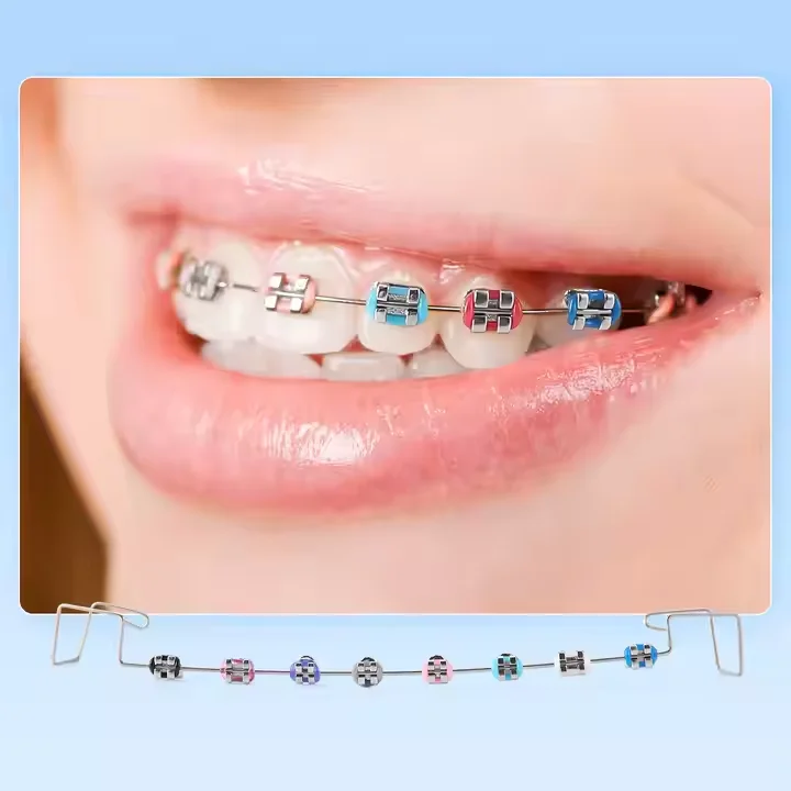 1 par de soportes de moda, decoración Dental temporal colorida con cables de Metal, soportes falsos dentales, producto de Material para dentista Dental