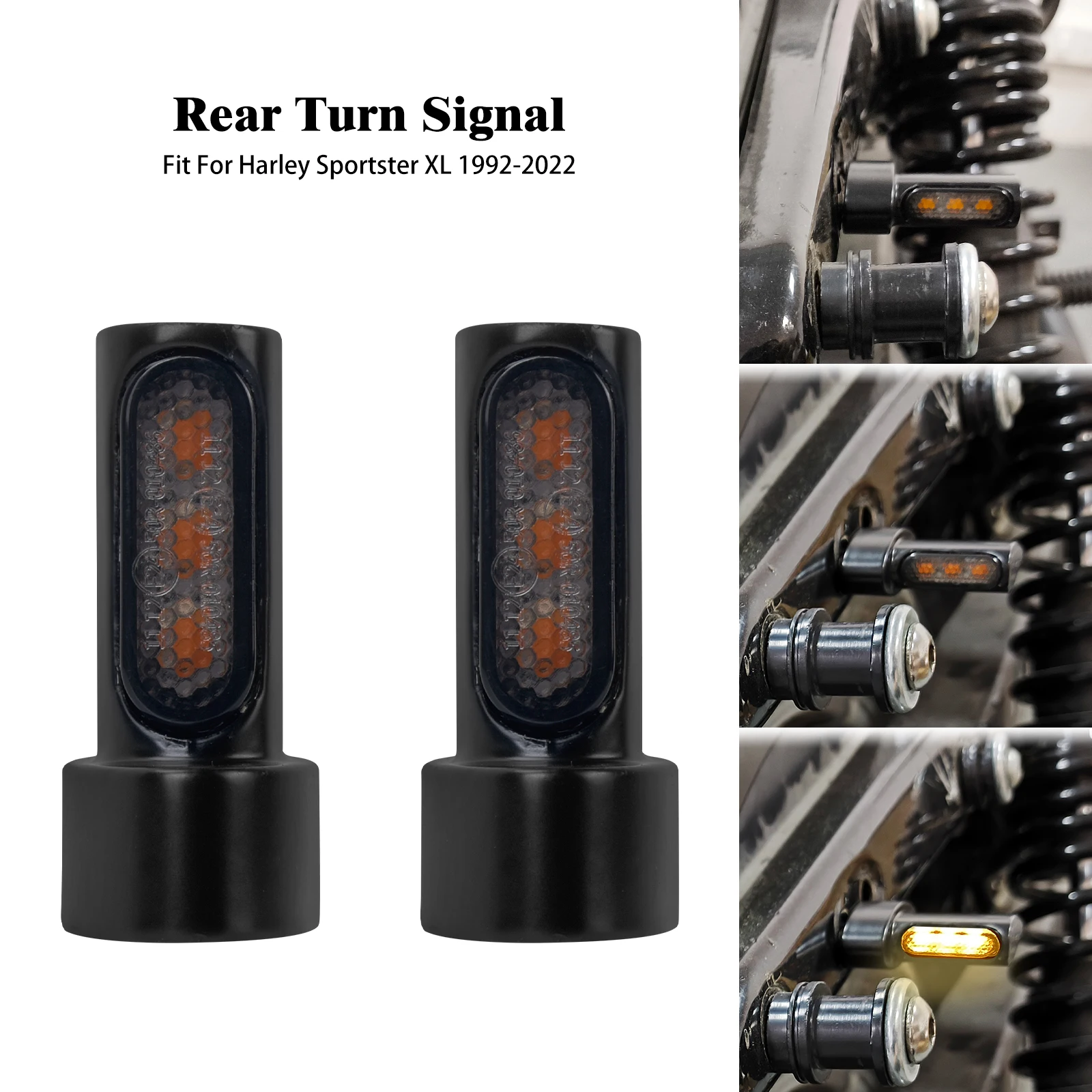 

Motorcycle Turn Signals 3 LED Lights with M6 Bolt Mini E Mark Indicators Lamp for Harley Sportster Softail Touring Accessories