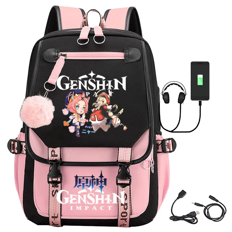 Cross-border casual backpack creative pattern Genshin Impact travel bag student school bag