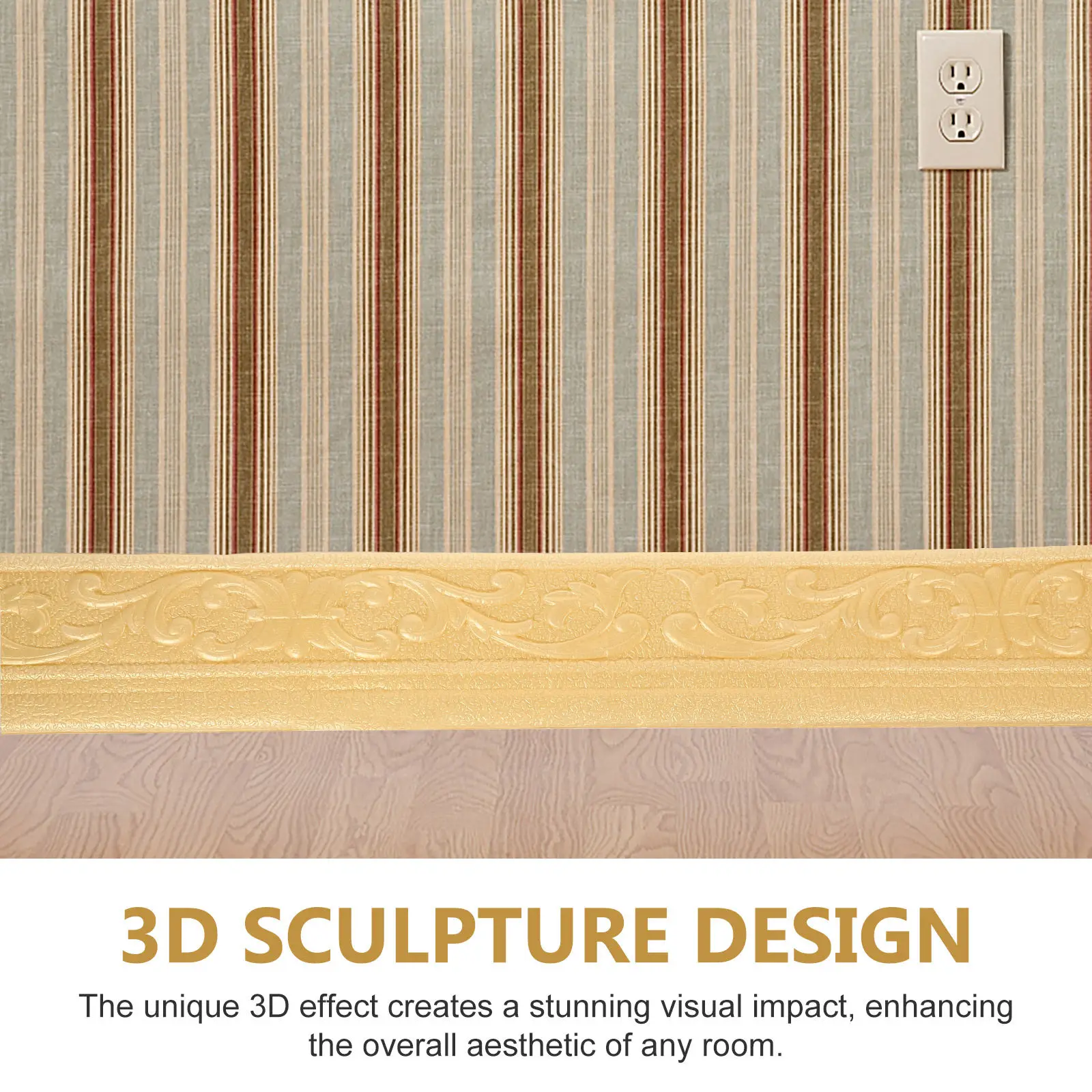 1 Roll Waistline Foam Border Strip Molding Trim Self-Adhesive Peel Stick Wall Corner Trim Flexible 3D Carved Waterproof Wall