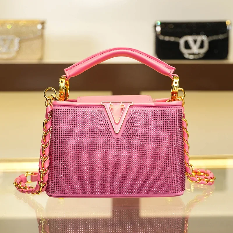 

2025 New European and American Retro Diamond Set Fashion Women's Bag, Shoulder Crossover, Celebrity Same Style