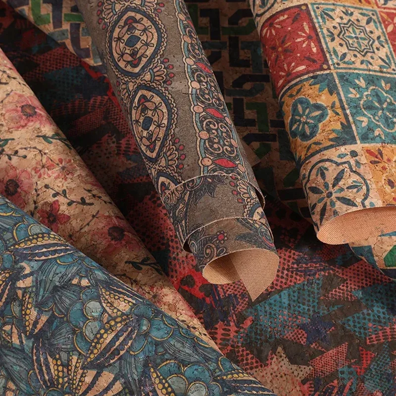100X135Cm Cork Printed Fabric Wood Grain Oak Color for Diy Sewing Home Sofa Car Bag Decoration Craft Material
