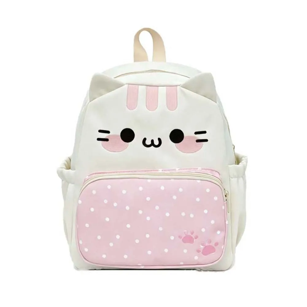 Japanese Style Cat Backpack 3D Ears Design Lightweight Cartoon Schoolbag Adjustable Straps Pastel Shades Kawaii Rucksack