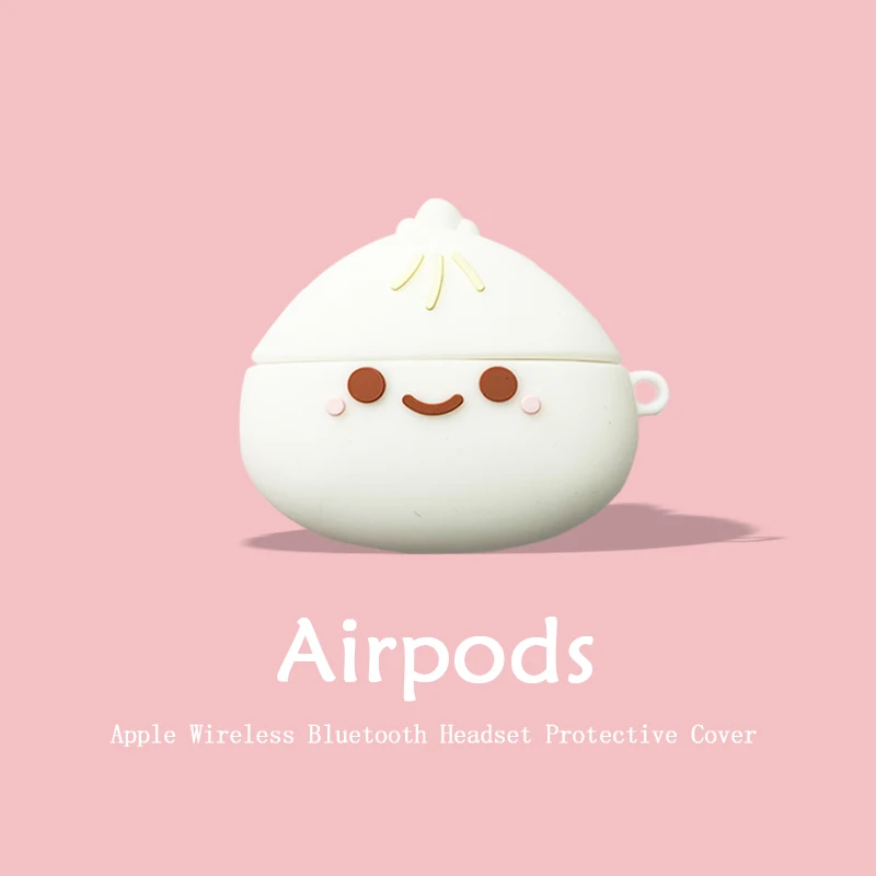 Steamed Stuffed Bun Face AirPods Covers Soft Silicone AirPods 1 2 3 Pro Wireless Bluetooth  headphones case box