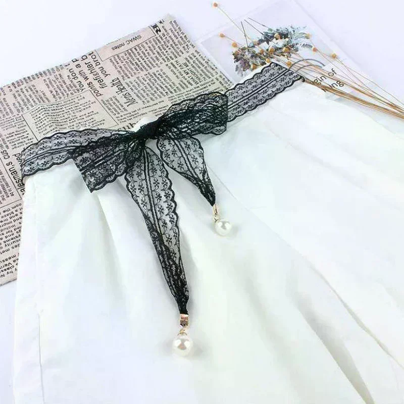 Fashion Sweet Decorative Lace Waist Belts Pearl Pendant Clothing Accessories Chain Belt Elegant Dress Waist Chain For Women