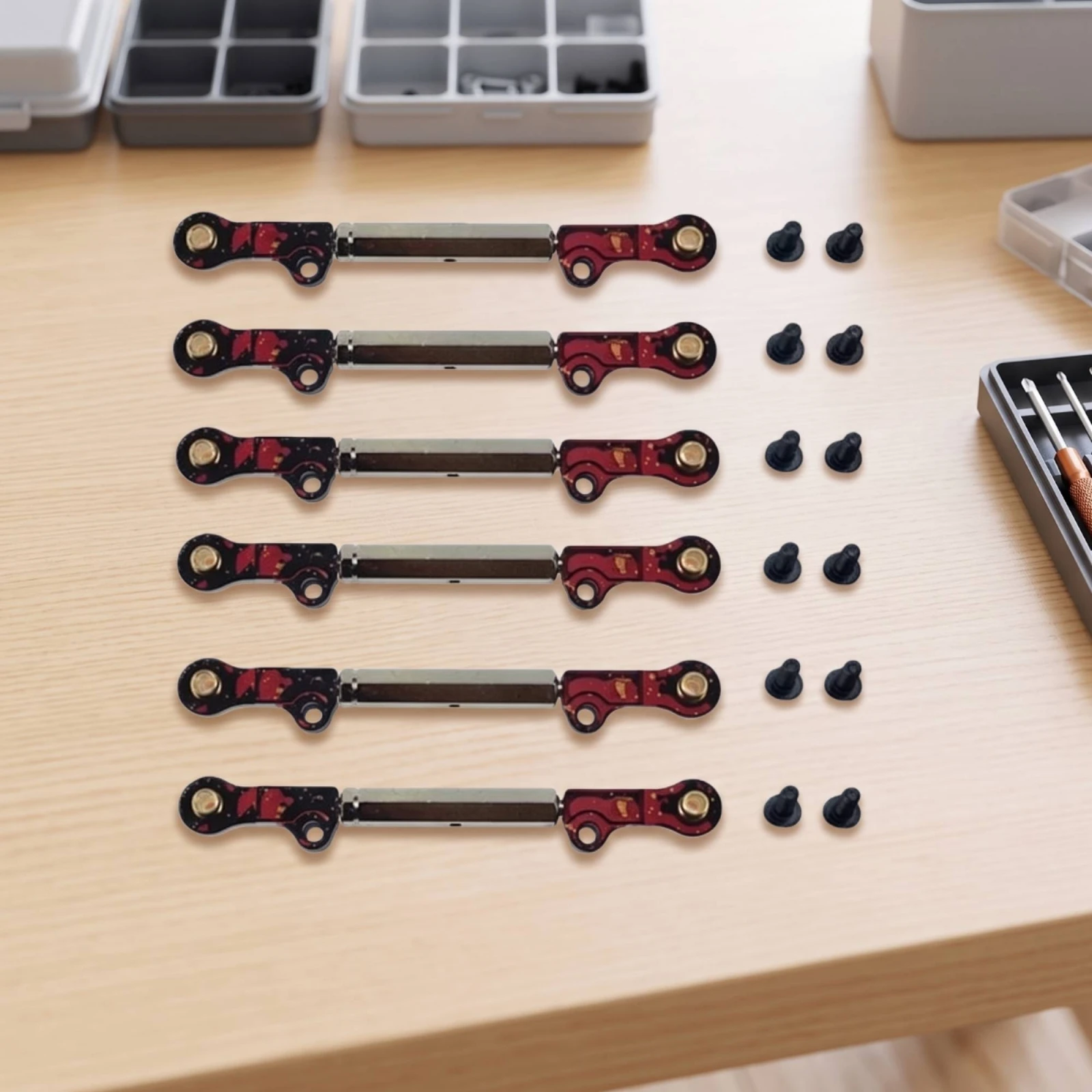 6 Pieces Adjustable Turnbuckles with Rod Ends Anodized RC Tie Rod RC Turnbuckle with Threaded Ends Upgrade Turnbuckle Link Set