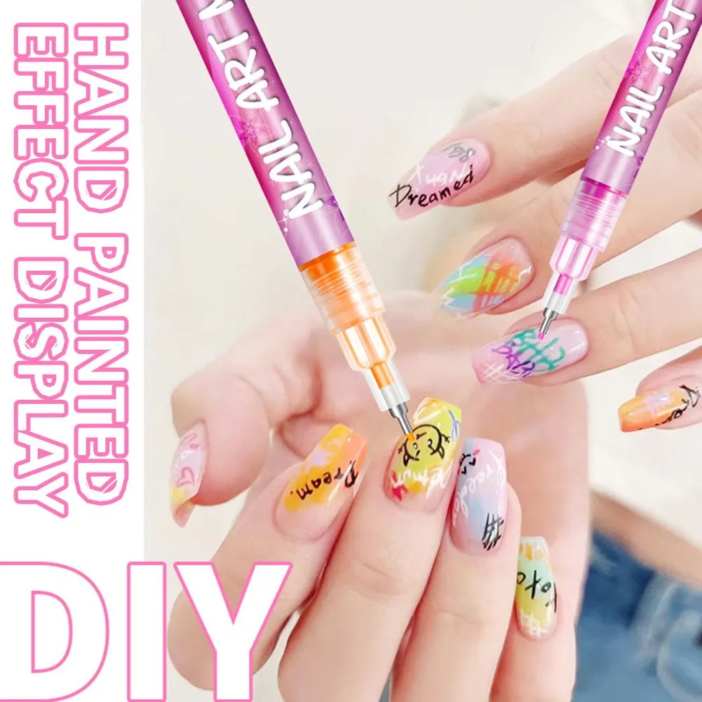 12pcs Nail Art Graffitis Painting Pen Quick Dry Nail Art Pen Set Acrylic Marker Pen Art with 0.5mm Tip