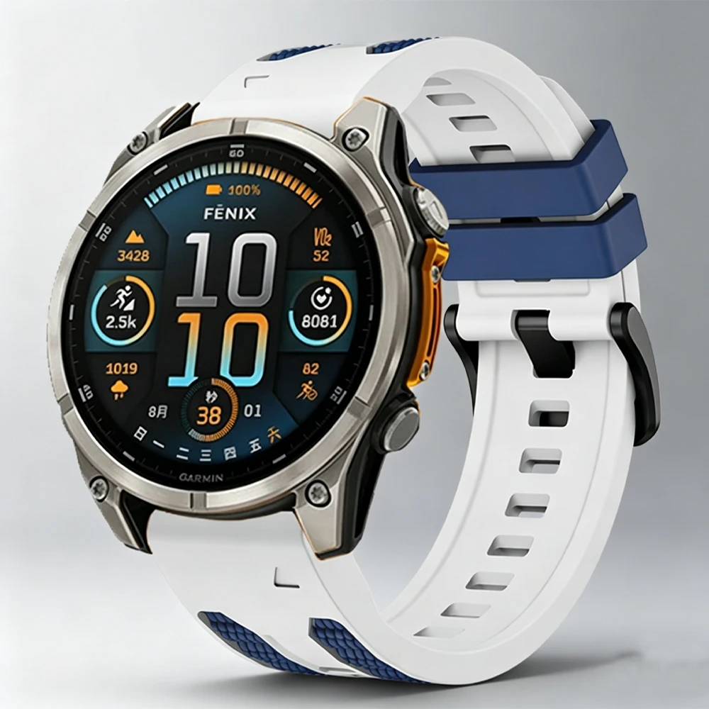 22 26mm Two-Tones Silicone Watchband For Garmin Fenix 8 Epix Pro Gen2 47mm 51mm/Fenix 7X 6X 5X 7 6 5Plus QuickFit Strap Bracelet