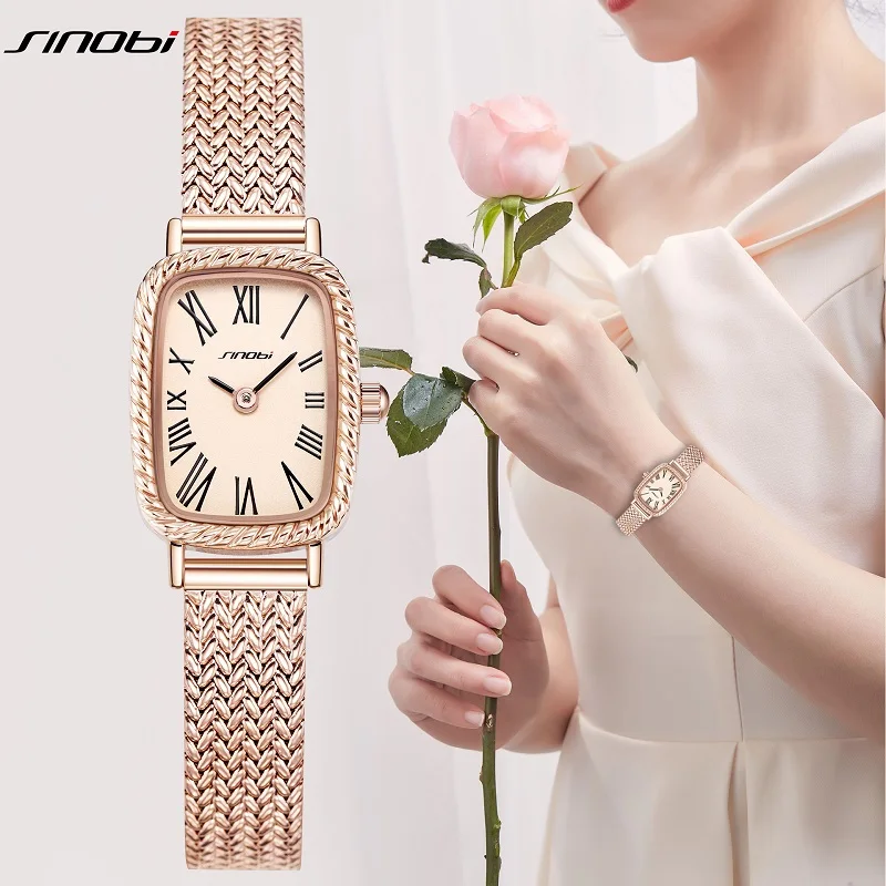 Sinobi Ladies Watches Fashion Design Women\'s Quartz Wristwatches Elegant Rectengle Female Gifts Clock HM Brand Top Luxury Watch