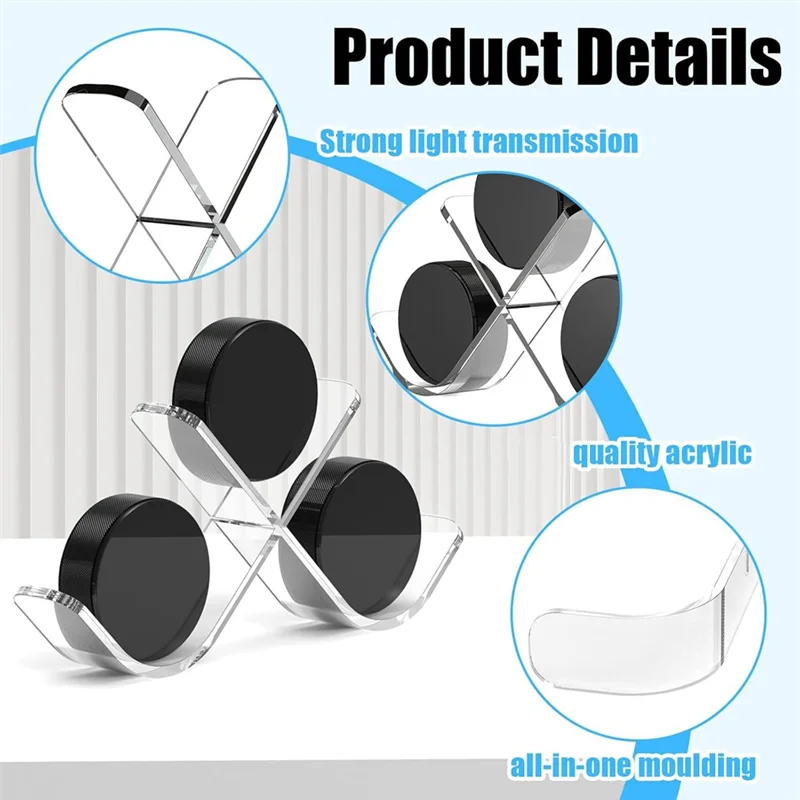 AED2-واضح الهوكي عفريت عرض حالة الاكريليك هوكي عفريت عرض موقف الرياضة ل 3 كرات الصولجان الهوكي عفريت حامل التخزين