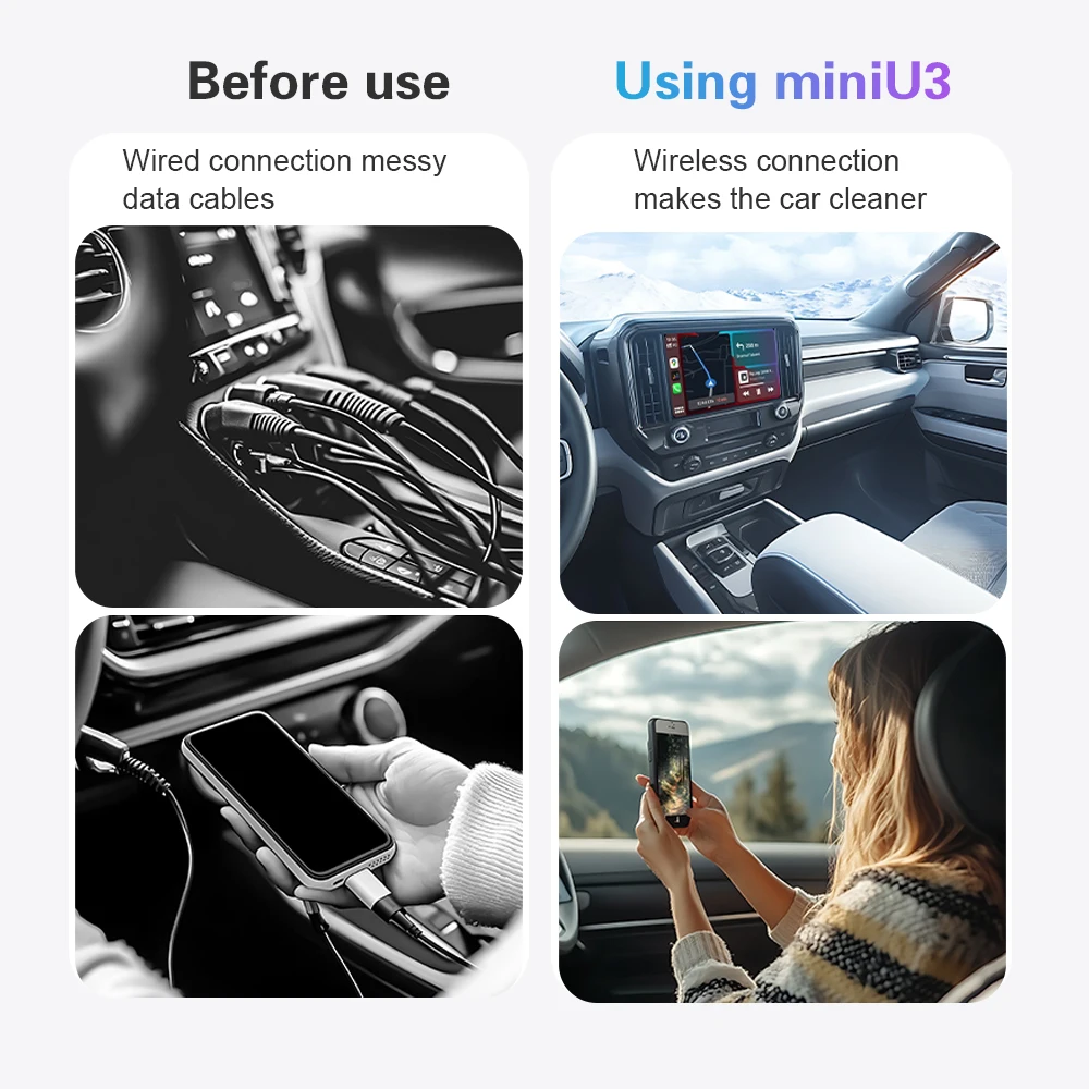 BYLITU Mini U3 سلكي إلى محول CarPlay Android التلقائي اللاسلكي، التوصيل والتشغيل لـ 98٪ سيارات أصلية، لا حاجة إلى بطاريات. #5
