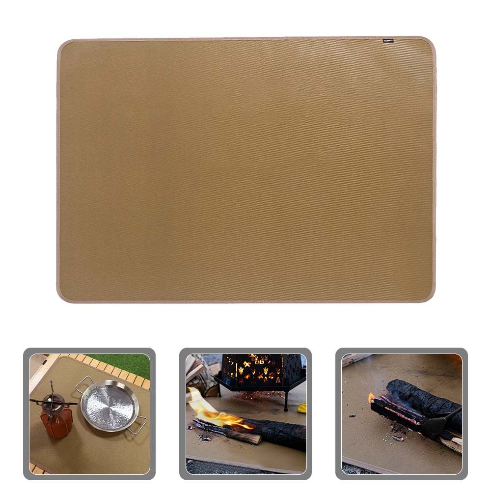 1 مجموعة بطانية مقاومة للحريق سيليكون الألياف الزجاجية المحمولة طوي التخييم شواء حصيرة ل الموقد في الهواء الطلق موقد حفرة المقاومة وسادة