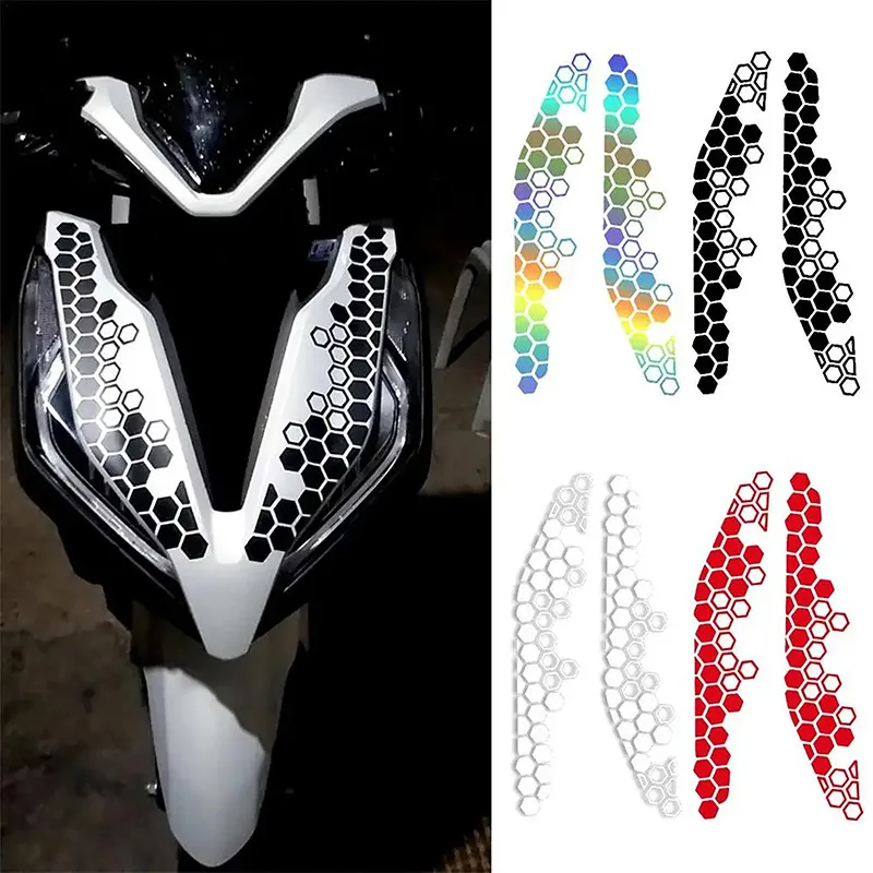 1 Pair Combined Honeycomb Motorcycle Stickers DIY Moto Front Fairing Decals Decorative Motorbike Fuel Tank Waterproof Decoration