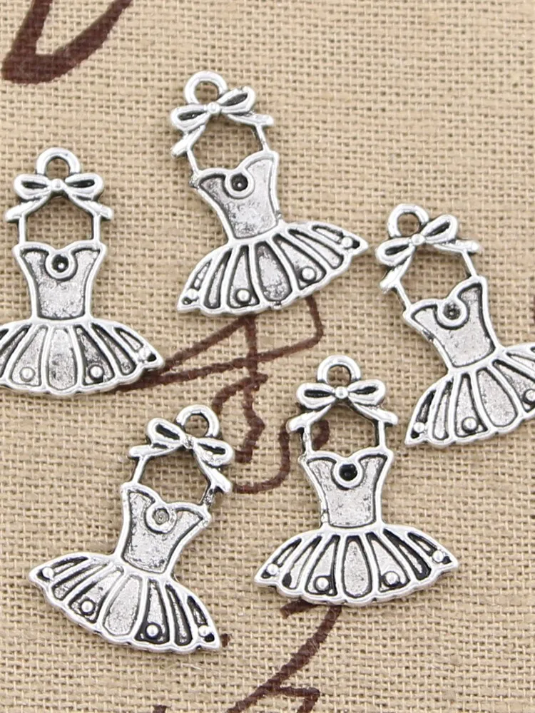 30 sztuk Charms baletowa spódniczka Tutu sukienka spódnica baleriny 20x16mm antyczny srebrny kolor wisiorki DIY produkcja informacji ręcznie robione rzemiosło tybetańskie — zdjęcie 2