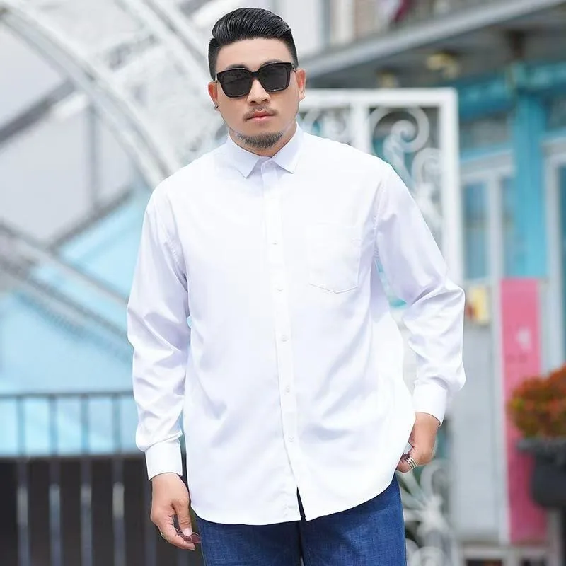 

Свободная длинная рубашка белого цвета для мужчин, повседневная, для бизнеса, из полиэфирного волокна, весенне-осенняя, сезонная одежда
