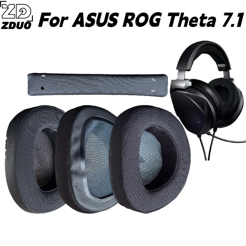For ASUS ROG Theta 7.1 Gaming Headset, Breathable Mesh Ear Cushions & Headband Padding, Replacement Ear Covers Repair Kit