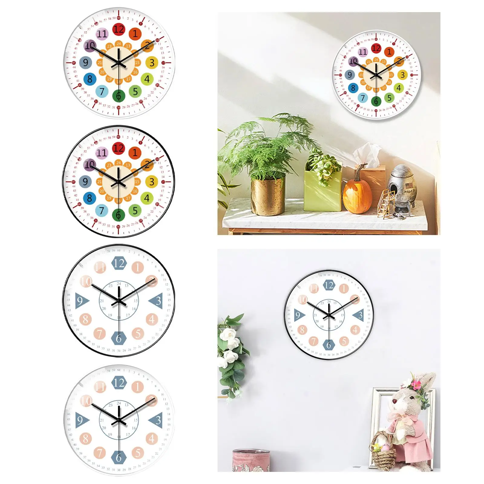 Silent Wall Clock, Teaching Clock, 8 Inch Decorative Clocks for Walls, Hanging