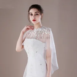 Wedding Cape Appliques Bridal Jackets Elegant Beaded Bridal Shawl Shrugs Bride Wrap Customized
