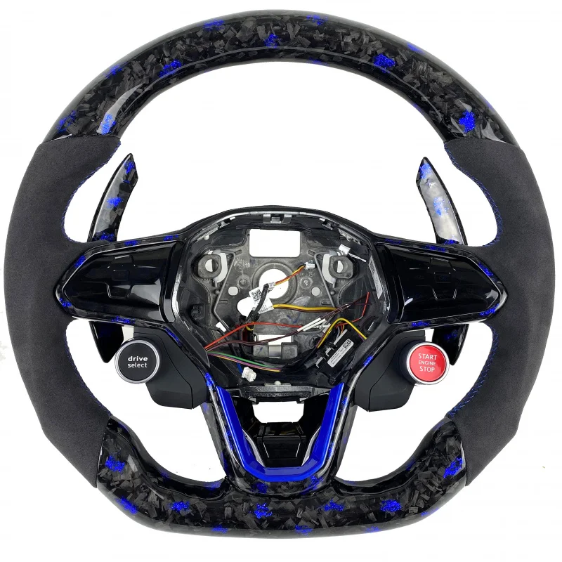 

Customized Carbon Fiber Steering Wheel 8 MK8 R Car Sport Style Start Button Accessories