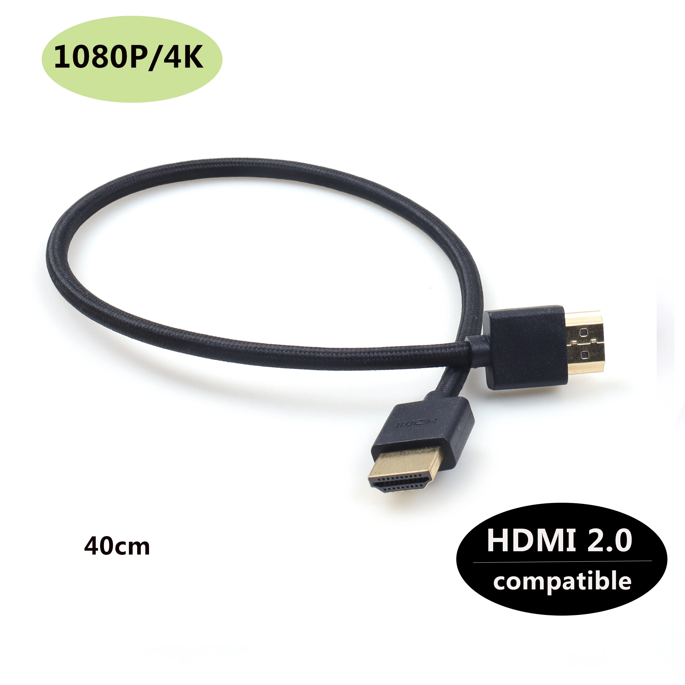 【LANO】New Black/Red HD Male to Male Nylon Cable for Straight Connection 1080P /4K HD 2.0 40 Cm for Gaming Computer Camera Monit