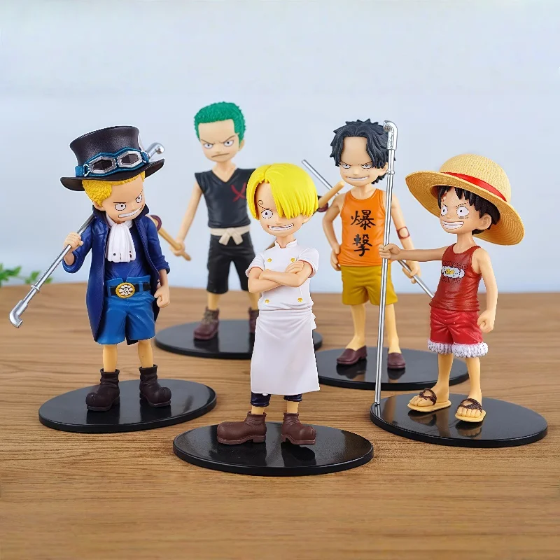 

One Piece Q Version Figure 5 Pcs Luffy Ace Sabo Sanji Zoro Anime Action Figure Desktop Decor Toys For Kids Gift Collection
