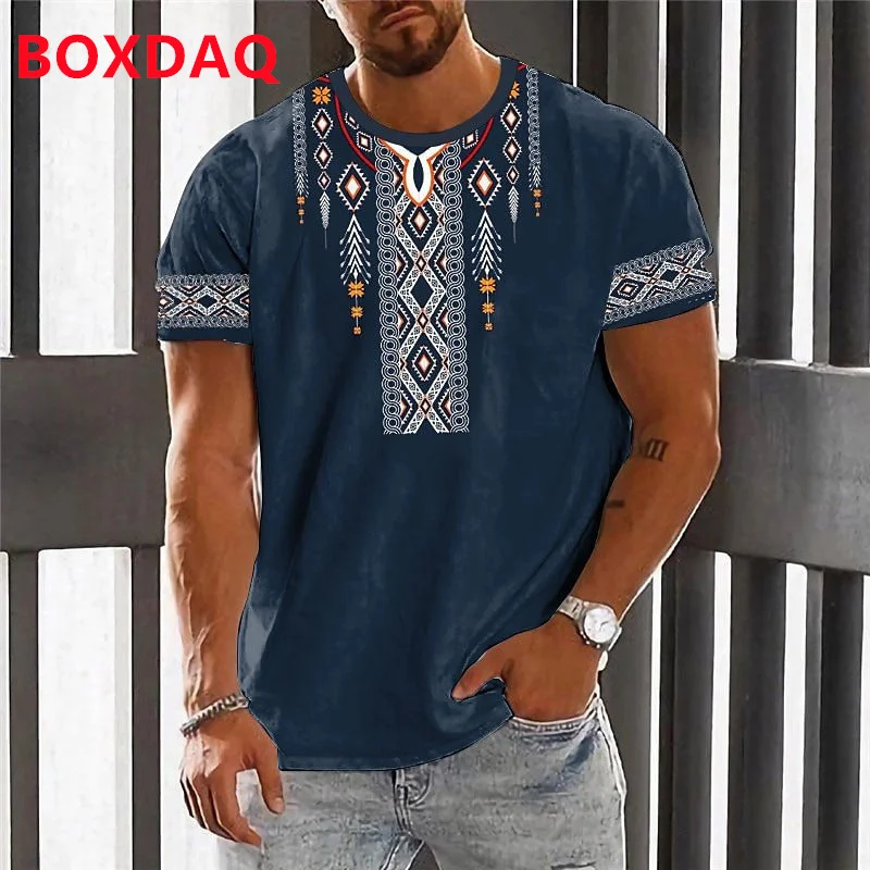 Vintage Ethnic Men's T-ShirtS 3d Printing Clothing Short Sleeve T Shirt 6XL Plus Size O-Neck Summer Casual Tops Tee