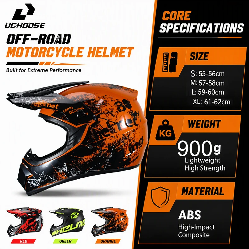 UCHOOSE Motocross Helmet Off Road Full Face Motorcycle Helmet Dirt Bike ATV  Downhill Cross Racing Helmet With Motocross Goggles