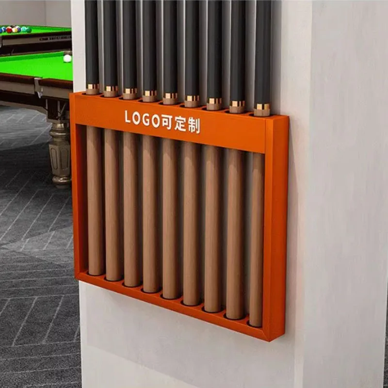 

Wall-mounted billiard club holder Metal porous holder Wall-mounted billiard room storage display rack