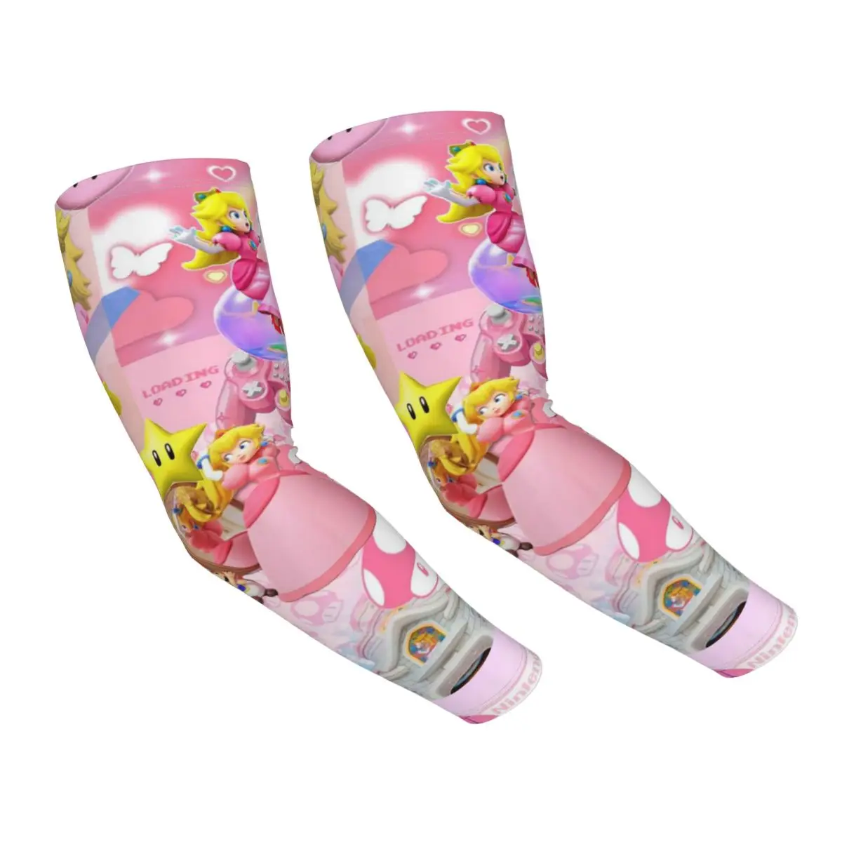 طباعة الأميرة الخوخية للفتيات (15) أكمام أذرع تبريد خارجية من الشمس فوق البنفسجية غطاء حماية صيفي من الحرير الجليدي لركوب الدراجات وأكمام وشم