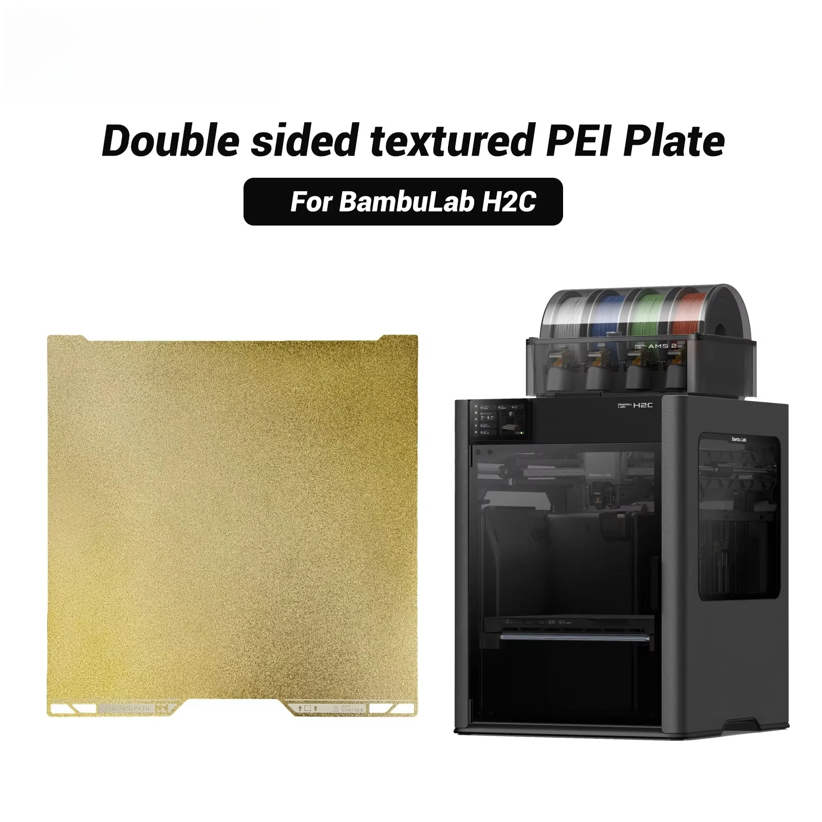 

For Bambu Lab H2C Build Plate Double-Sided Printing 335x325mm PEI Plate Spring Steel Sheet for Bambulab H2c Hot Bed