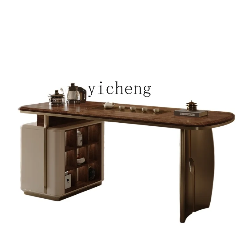 XL high-end tea table and chair combination boss office tea table high-end walnut surface new Chinese home