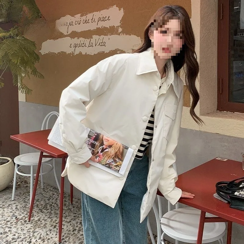 패션 경량 화이트 덕 다운 셔츠 남녀 공용 짧은 캐주얼 턴다운 칼라 겨울 재킷 커플 아우터웨어 JK-181