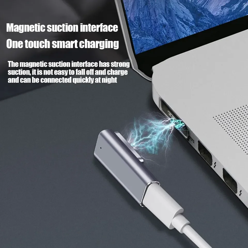 100W USB C GaN PD Charger Converter Type-C Female To Magnetic 2 T-Tip Magnetic1 L-Tip Fast Charging Adapter Power Cord Supply