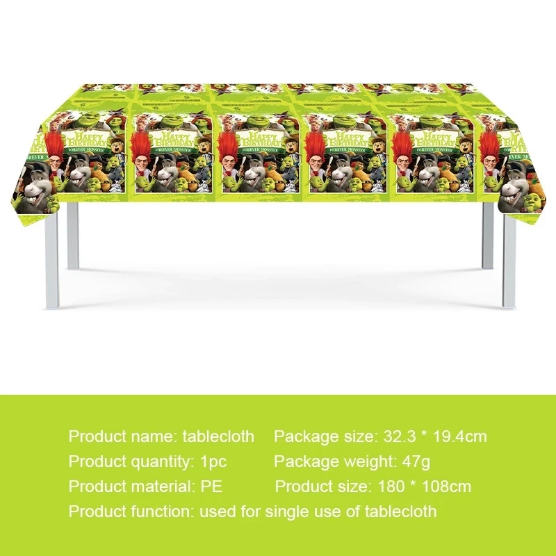 لافتة عيد ميلاد سعيد جديدة من Monster Shrek Prince Donkey Green Princess، لوازم زينة الحفلات، أدوات مائدة للاستعمال مرة واحدة، هدية بالون