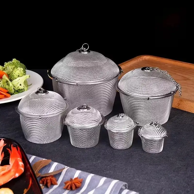 Tea Coffee Stew Spice Soup Herbal Sieve Infuser Reusable Stainless Steel Seasoning Bag Ball Kitchen Filter Sachet With Chain