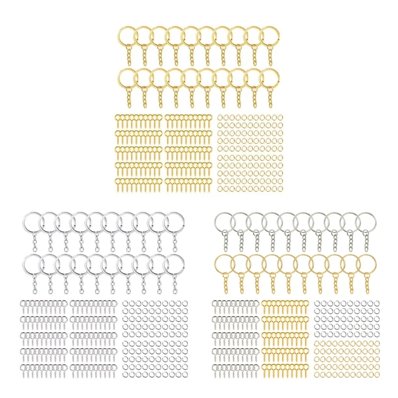 N7MD 220 ชิ้น Key Chain แหวนเงินทอง Keyrings Chain Link เปิดแหวนกระโดดสกรู Pins โลหะจำนวนมากแยกแหวน