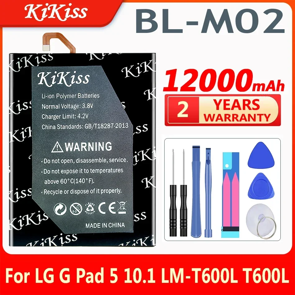 

12000mAh KiKiss Battery BL-M02 for LG G Pad 5 10.1 LM-T600L T600L BLM02 BL M02 High Capacity Batteries