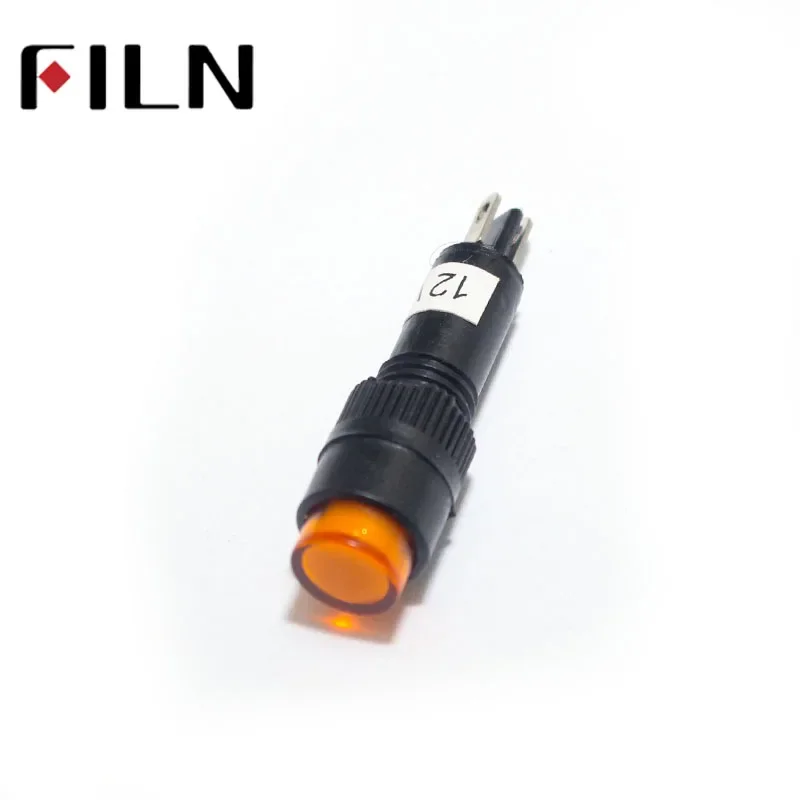 FILN 8mm LED Pilot Light 12V Plastic Indicator for Car Boat Panel Modification, Control Panel Warning & Dashboard Signal Ligh
