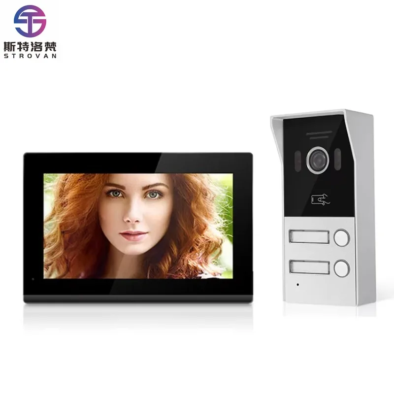 2-Wire Intercom Interphone With 1080p Resolution Video Doorphone for 2 Families for 2 Apartments