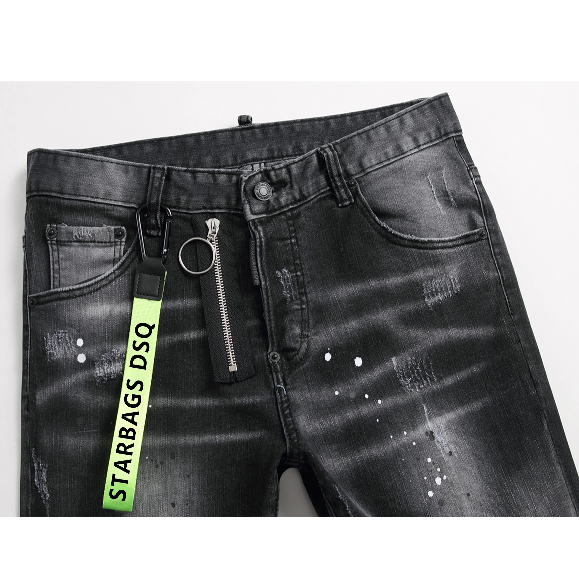 starbags dsq 1056 Ragged Splash Paint Men's Slim Ripped Stick Cloth Stretch Jeans Skinny Beggar Pants