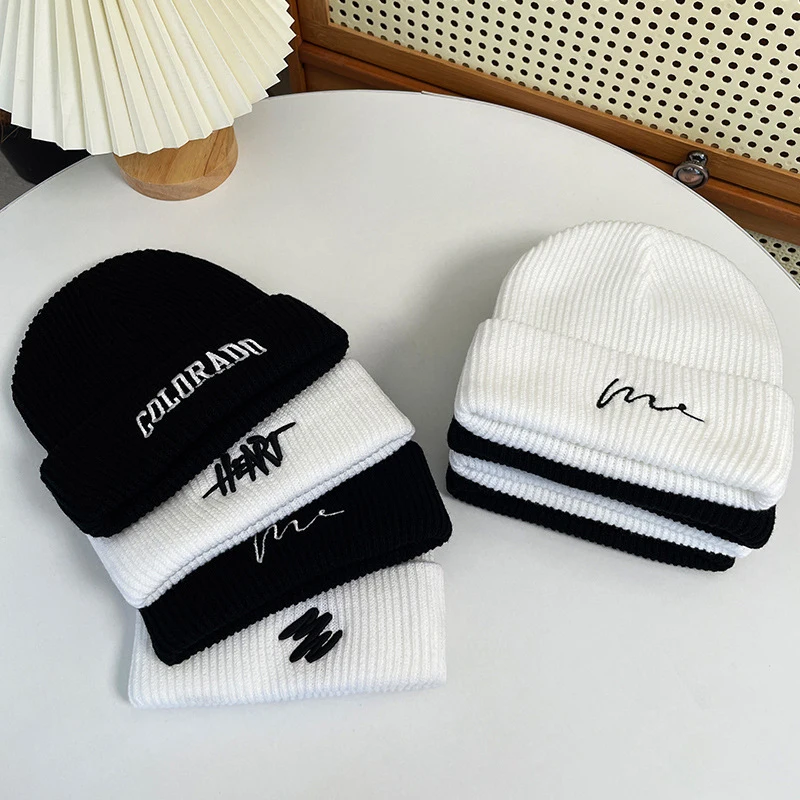 

Unisex Winter Hats For Unisex Beanies Knitted Solid Cute Hat Lady Autumn Female Beanie Caps Warmer Bonnet Men Adult Casual Cap