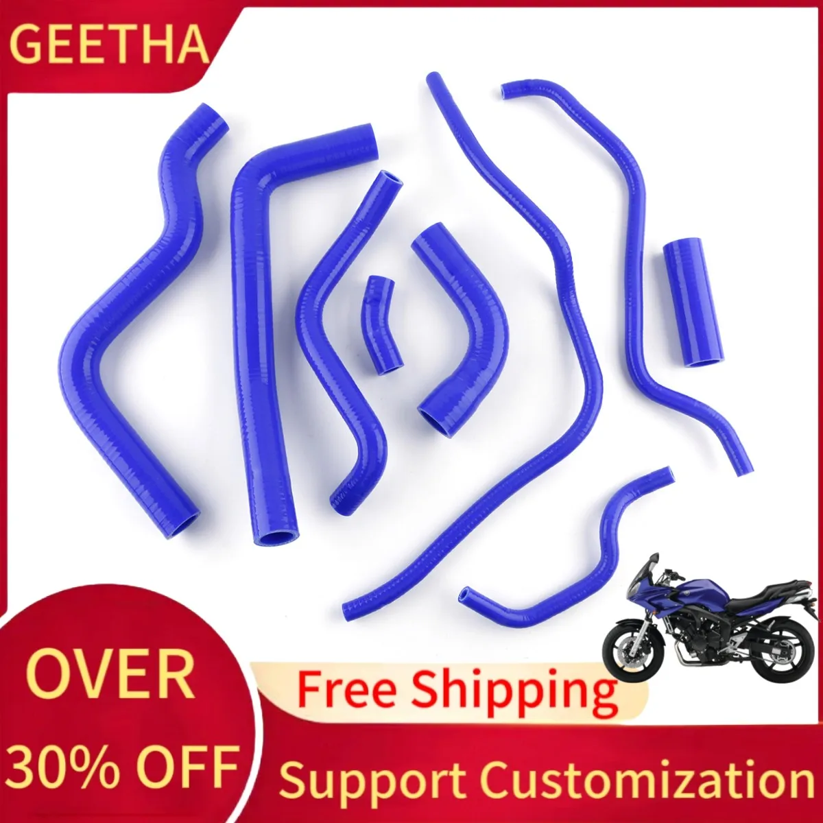 

For 2003-2011 Yamaha FZ6 Fazer 2005 2006 2007 2008 2009 2010 Motorcycle Silicone Radiator Coolant Pipe Tube Hose Kit