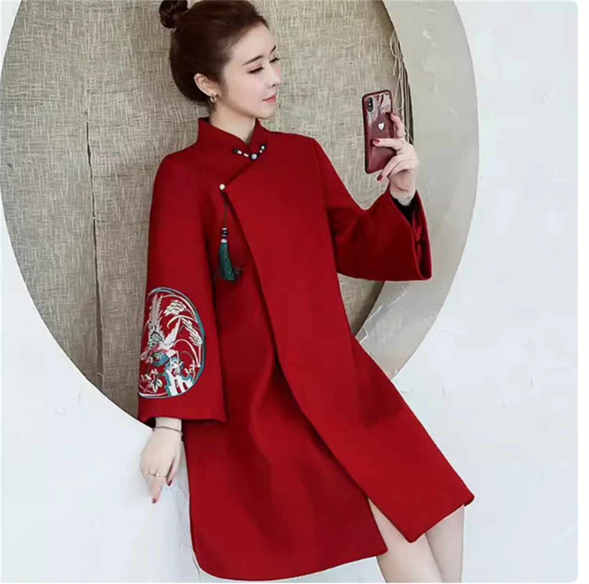 

Winter Cheongsam Qipao Women's Chinese dresss Woolen Orient Robe Vintage Thick Chipao