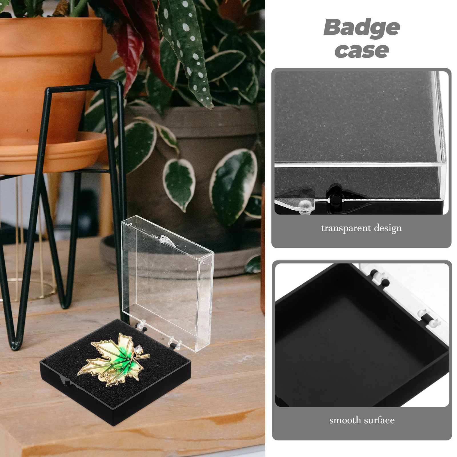 

10Pcs Badge Display Box with Sponge Interior Organizer for Lapel Pins Crystals Trinkets Sample Storage Stylish Black Gift Case