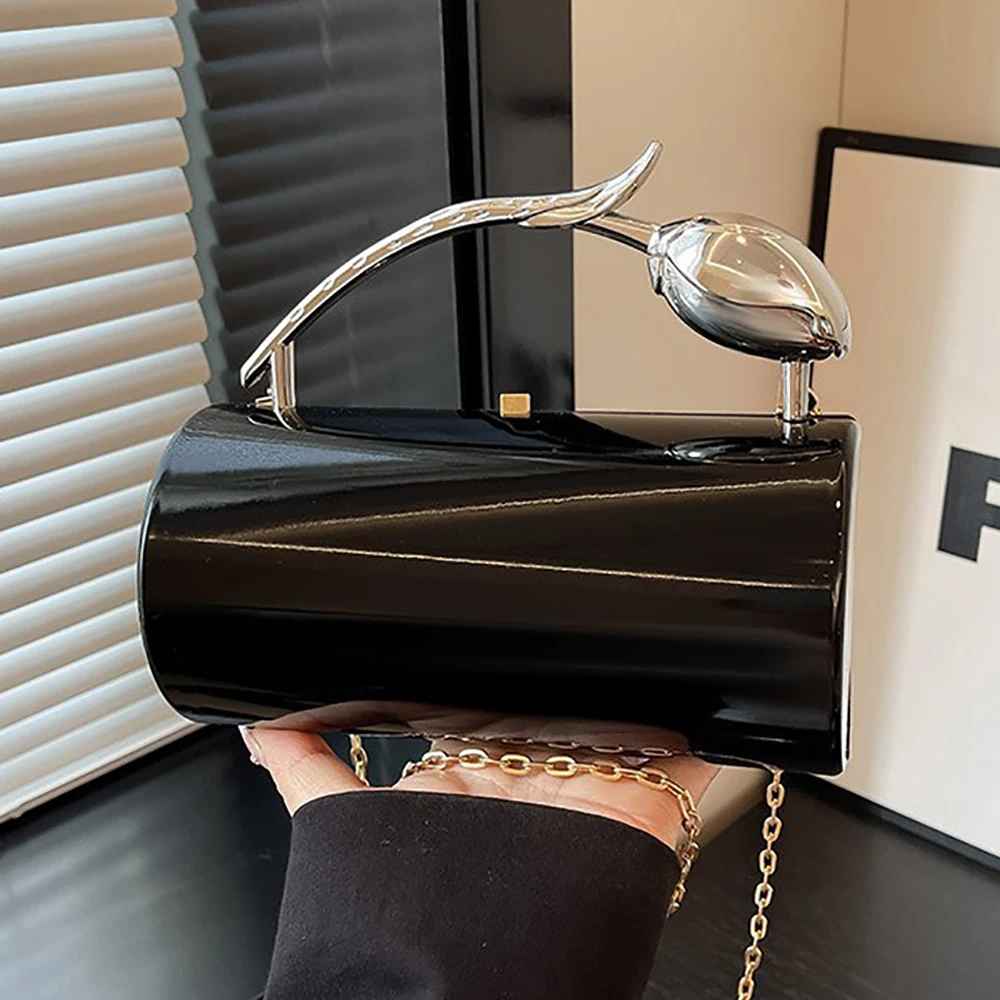 Women's Solid Color Box Chain Crossbody Bag High Grade Spring Summer New Hard Messenger Bags Banquet Dating Versatile Handbags