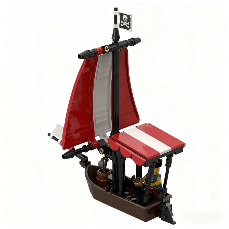 107pcs MOC Pirate Sailboat Red Sail V2 Pirates Model Building Blocks Christmas Gift Construction Toy Education Brick Assemble