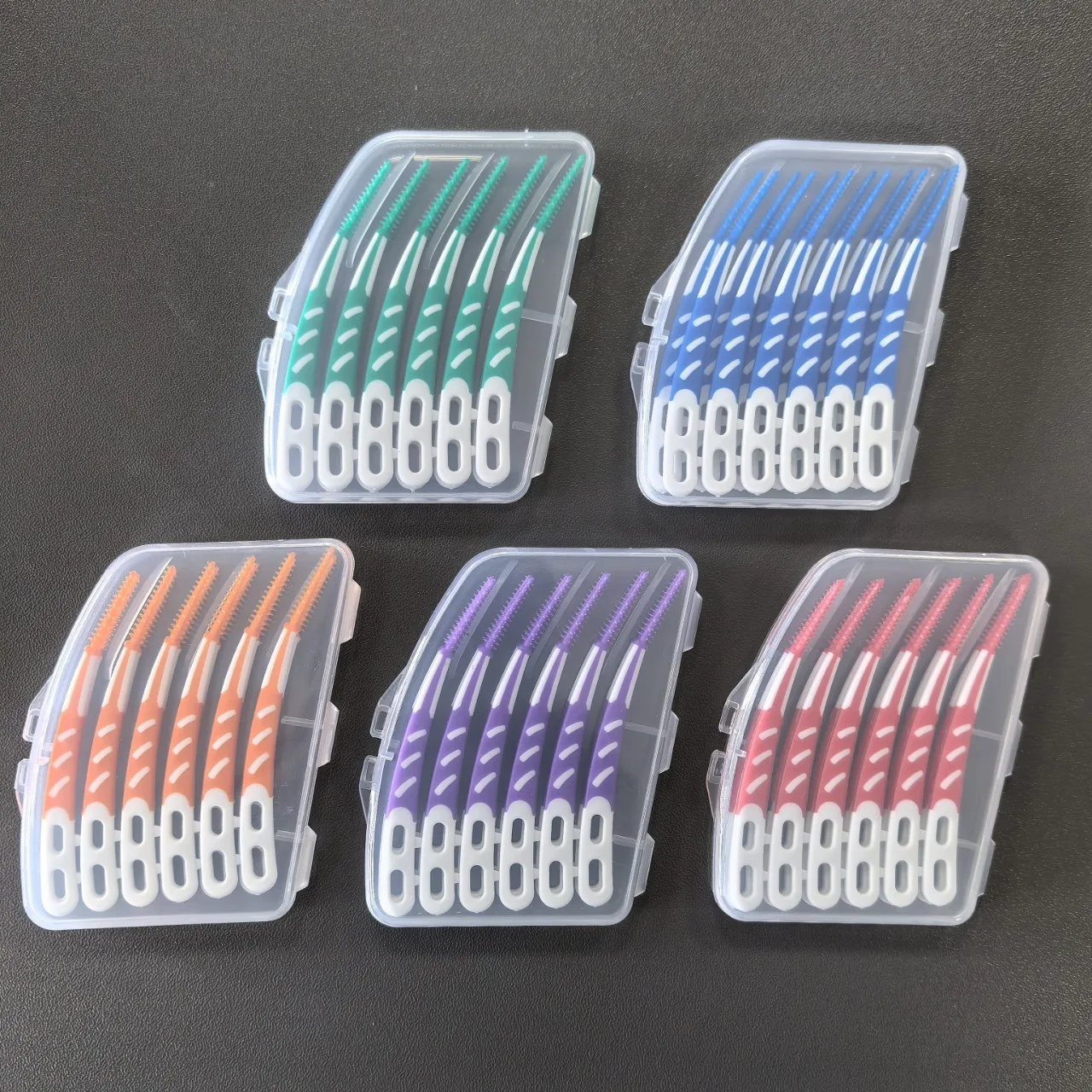 5 Boxen (60 Stück) Tragbare Interdentalbürsten, weiche Zahnseidenstäbchen zur Zahnreinigung, Zahnstocher, Zahnreinigung mit Reiseetui – Detail 1